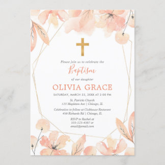 Blush roze en goud elegante bloemendoop kaart