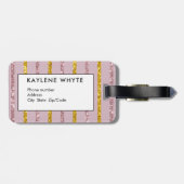 Blush Roze en Goud Gepersonaliseerd Bagagelabel (Achterkant horizontaal)