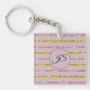 Blush Roze en Goud Gepersonaliseerde Acryl Sleutel Sleutelhanger