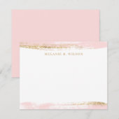 Blush Roze en Goud Gepersonaliseerde Naam Nota Kaa Notitiekaartje (Voorkant / Achterkant)
