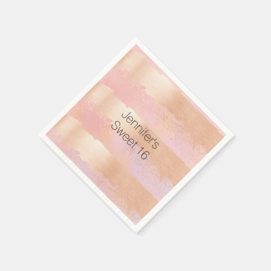 Blush roze en goud gepersonaliseerde papieren serv servetten (Hoek)