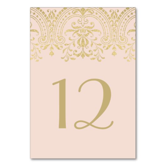 Blush Roze en Goud  Glamour Bruiloft Kaart (Voorkant)