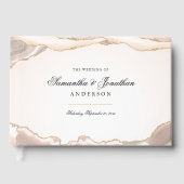 Blush Roze en Goud Glitter Agate Script Bruiloft Gastenboek (Voorkant)