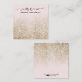 Blush roze en goud Glitter Oorbel Studs Display Vierkante Visitekaartje (Voorkant / Achterkant)