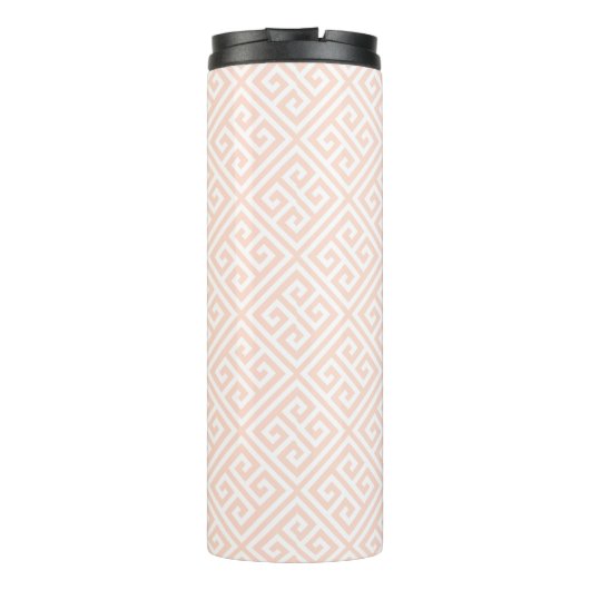 Blush Roze en Goud Griekse Sleutel Monogram Thermosbeker (Achterkant)