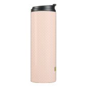 Blush Roze en Goud Kleine Stippen Monogram Thermosbeker (Gedraaid links)