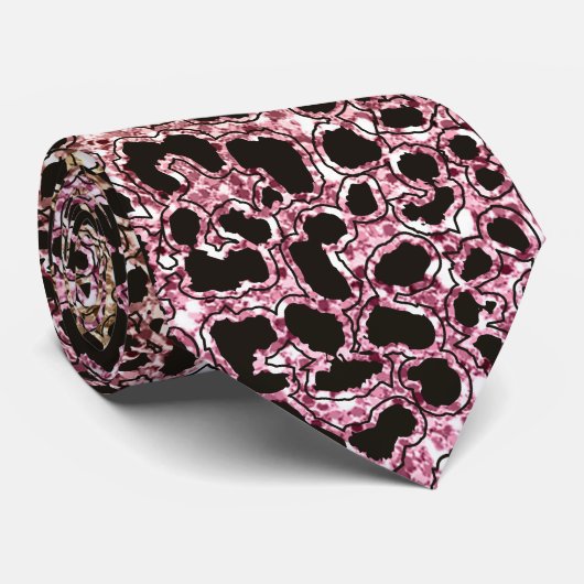 Blush roze en goud Leopard Safari Print Stropdas (Opgerold)