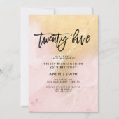 Blush roze en goud marmer | 25ste verjaardag kaart (Voorkant)