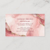 Blush Roze en Goud Marmer Chic Waterverf Visitekaartje (Achterkant)