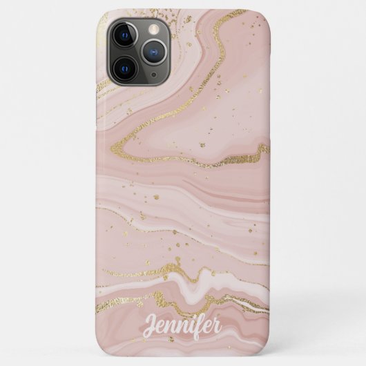 Blush Roze en Goud Marmer Handtekening Case-Mate iPhone Case (Achterkant)