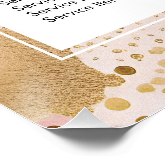 Blush roze en goud marmeren salon prijslijst perfect poster (Hoek)