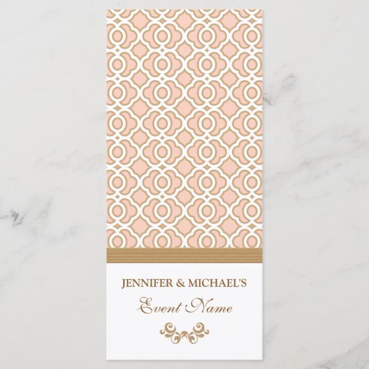 Blush Roze en Goud Marokkaans Menu (Achterkant)