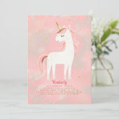 Blush Roze en Goud Minimalistische Eenhoorn Verjaa Kaart (Staand voorkant)