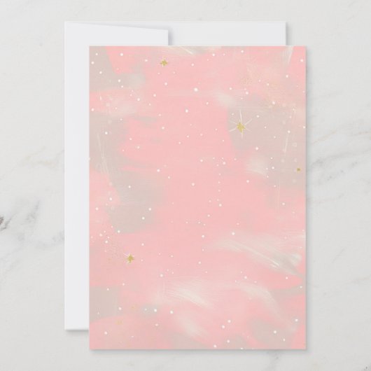 Blush Roze en Goud Minimalistische Eenhoorn Verjaa Kaart (Achterkant)
