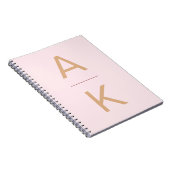 Blush roze en goud modern gepersonaliseerd monogra notitieboek (Rechterzijde)