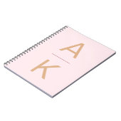 Blush roze en goud modern gepersonaliseerd monogra notitieboek (Linkerzijde)