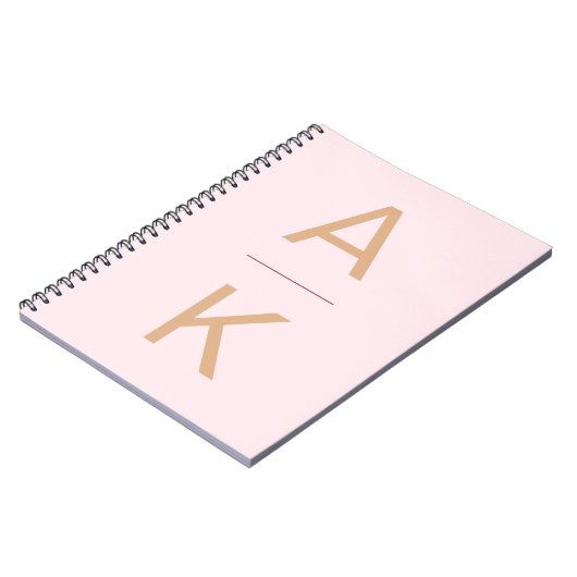 Blush roze en goud modern gepersonaliseerd monogra notitieboek (Linkerzijde)