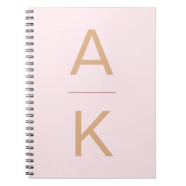 Blush roze en goud modern gepersonaliseerd monogra notitieboek