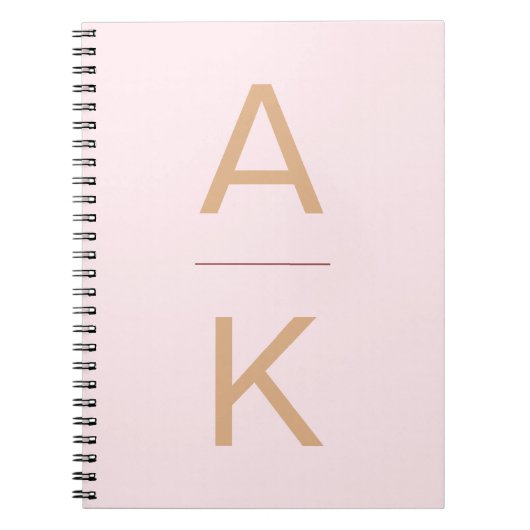 Blush roze en goud modern gepersonaliseerd monogra notitieboek (Voorkant)