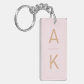 Blush roze en goud modern gepersonaliseerd monogra sleutelhanger (Voorkant Links)