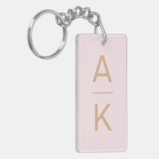Blush roze en goud modern gepersonaliseerd monogra sleutelhanger (Voorkant Links)