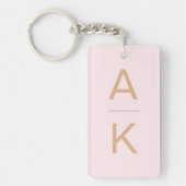 Blush roze en goud modern gepersonaliseerd monogra sleutelhanger (Voorkant)