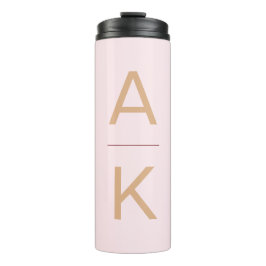 Blush roze en goud modern gepersonaliseerd monogra thermosbeker