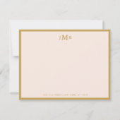Blush roze en goud Monogrammed Formal Flat Bedankkaart (Voorkant)