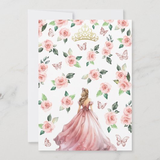 Blush roze en goud Quinceañera Kaart (Achterkant)