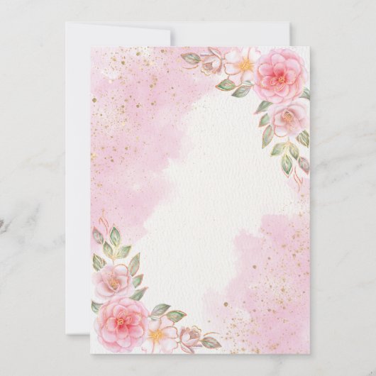Blush roze en goud Quinceañera verjaardag Kaart (Achterkant)
