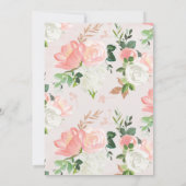 Blush Roze en Goud Waterverf Bloemen Bruiloft Kaar Kaart (Achterkant)