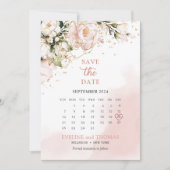 Blush roze en goudbruine goudsparken save the date (Voorkant)