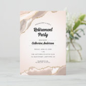 Blush Roze en Gouden Agaat Elegant Pensioen Partij Kaart (Staand voorkant)