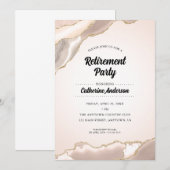 Blush Roze en Gouden Agaat Elegant Pensioen Partij Kaart (Voorkant / Achterkant)