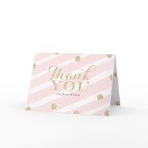 Blush roze en gouden Baby shower | Thank You kaart