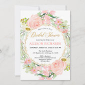 Blush roze en gouden bloemig vrijgezellenfeest kaart (Voorkant)