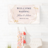 Blush Roze en Gouden Bruiloft Banner (Insitu)