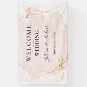 Blush Roze en Gouden Bruiloft Banner (Verticaal)