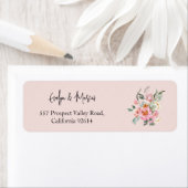 Blush Roze en Gouden Bruiloft Retouradres Label (Insitu)