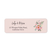 Blush Roze en Gouden Bruiloft Retouradres Label (Voorkant)