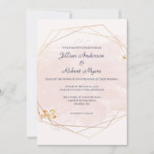 Blush Roze en Gouden Bruiloft Uitnodiging (Voorkant)