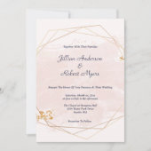 Blush Roze en Gouden Bruiloft Uitnodiging (Voorkant)