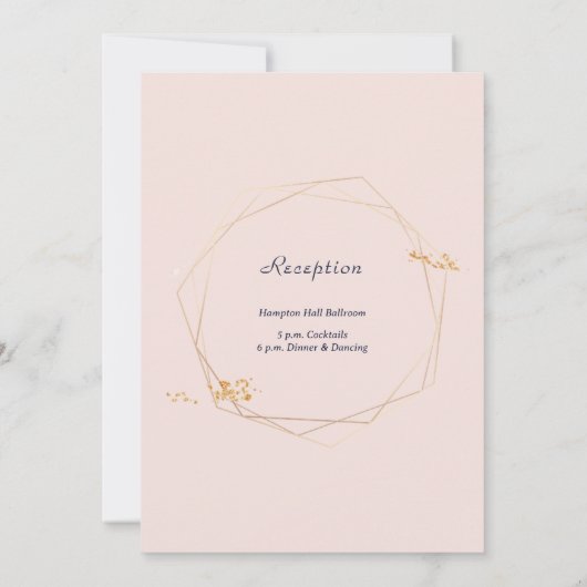 Blush Roze en Gouden Bruiloft Uitnodiging (Achterkant)