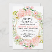 Blush roze en gouden brunch meisje baby shower flo kaart (Voorkant)