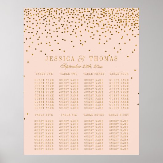 Blush roze en gouden Confetti bruiloft Poster (Voorkant)