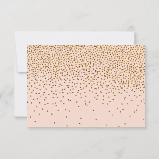 Blush roze en gouden Confetti bruiloft RSVP (Achterkant)