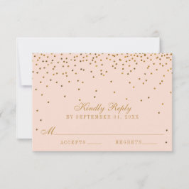 Blush roze en gouden Confetti bruiloft RSVP Kaartje