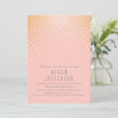 Blush roze en gouden confetti vrijgezellenfeest kaart (Staand voorkant)