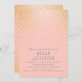 Blush roze en gouden confetti vrijgezellenfeest kaart (Voorkant / Achterkant)
