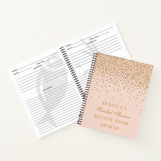 Blush roze en gouden Confetti Vrijgezellenfeest Re Notitieboek (Binnen)